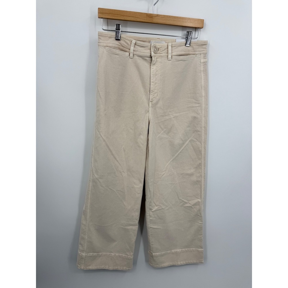 LOFT High Waist Wide Leg crop Pants Women 6/28 Cream Beige S/555332 NWT